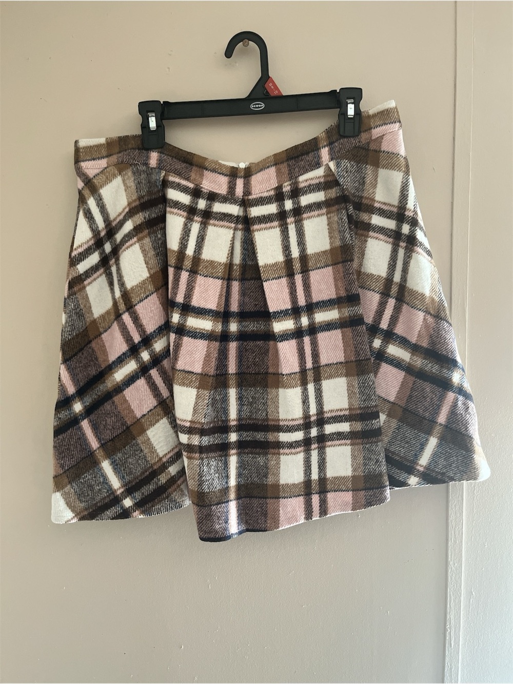 Plaid A-Line Mini Skirt in Pink and Brown